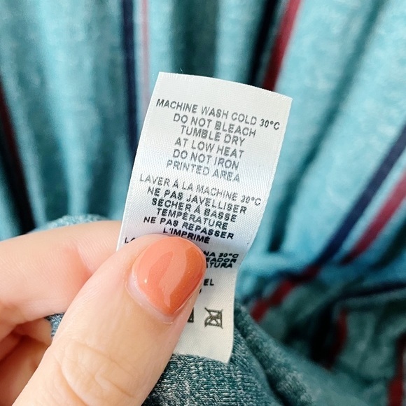 Sundry NEW Teal Stripe Scrunch Dress Sleeveless V-Neck Size 2 = Medium 8/10 - Picture 10 of 10